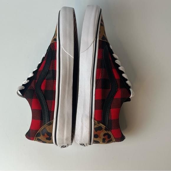 Vans Old Skool Buffalo Plaid/Leopard Print - women's 7.5 -- men's 6 NWOB - Picture 6 of 7
